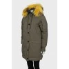 Parka with yellow fur on the hood