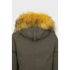 Parka with yellow fur on the hood