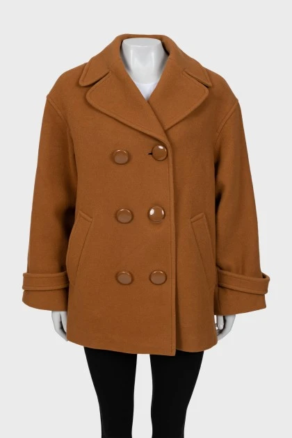 Cropped coat with chunky buttons