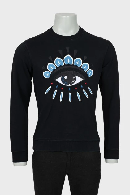 Men's black sweatshirt with embroidered print
