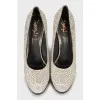 Printed shoes with embossed leather