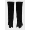 Long black suede gloves