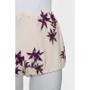 Silk mini shorts with star print