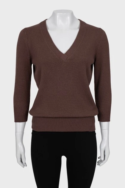 Cashmere sweater with 3/4 sleeves