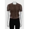 Brown cashmere and suede T-shirt