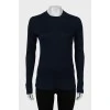Blue long sleeve cotton and silk