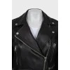 Leather jacket with bias closure