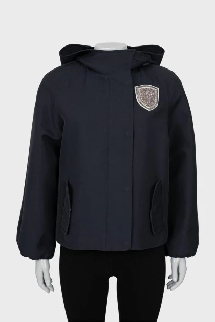 Black straight-fit jacket with hood