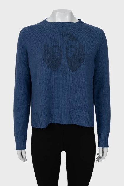 Knitted blue cashmere sweater