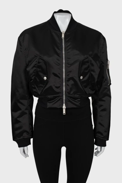 Black cropped bomber jacket