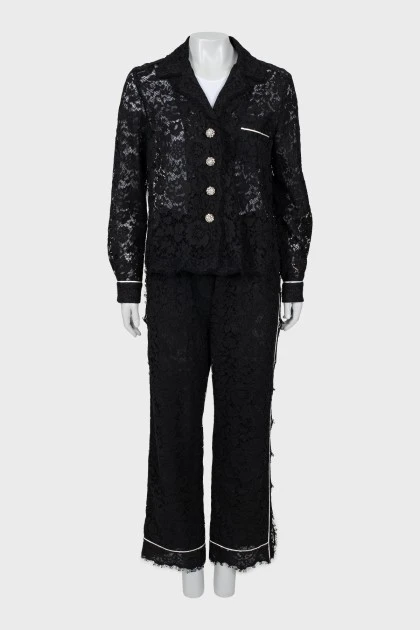 Suit with lace trousers