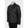 Men's leather jacket with buttons
