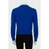 Knitted blue sweater with ribbed print