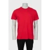 Men's red T-shirt with signature print