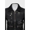 Black leather jacket with cuffs