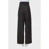 High-waisted check trousers