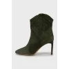 Green suede ankle boots