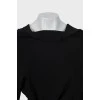 Black asymmetrical dress with belt