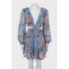 Silk floral ruffle dress