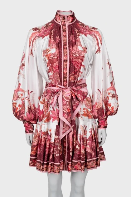 Printed dress with voluminous sleeves