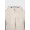 Beige down jacket with short sleeves