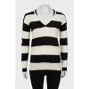 Black and white striped pullover
