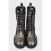 Silver lace-up boots