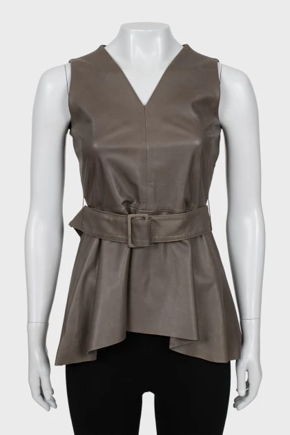Leather blouse with belt