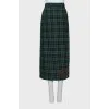 Printed wool pencil skirt