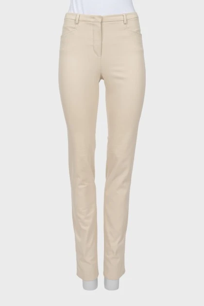 Beige straight trousers