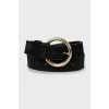 Suede belt with gold buckle