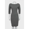 Gray wool dress with 3/4 sleeves