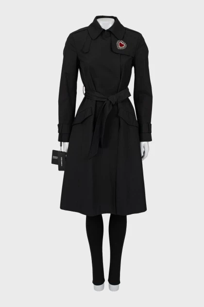 Black trench coat with tag