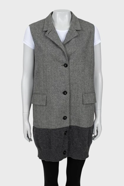 Wool vest in fine print
