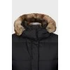Fitted jacket with fur hood