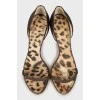Leather sandals with animal print