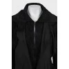 Black leather jacket with hooks