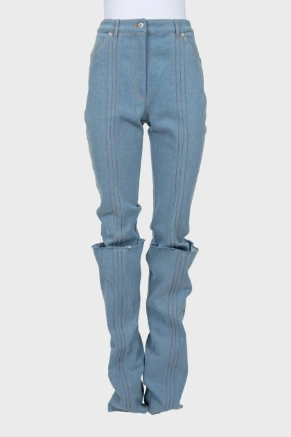 Blue jeans with raised seams