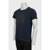Men's navy blue printed T-shirt