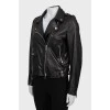 Straight fit leather jacket