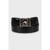 Men's black belt with embossed leather