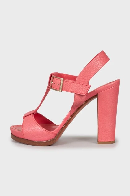 Pink high heel sandals