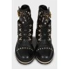 Leather boots with metallic decor