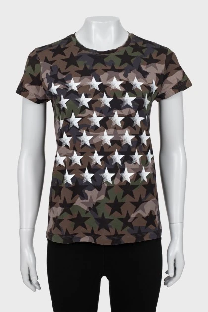 Straight-fit T-shirt with military print