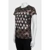 Straight-fit T-shirt with military print