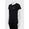 Black T-shirt with embroidered logo