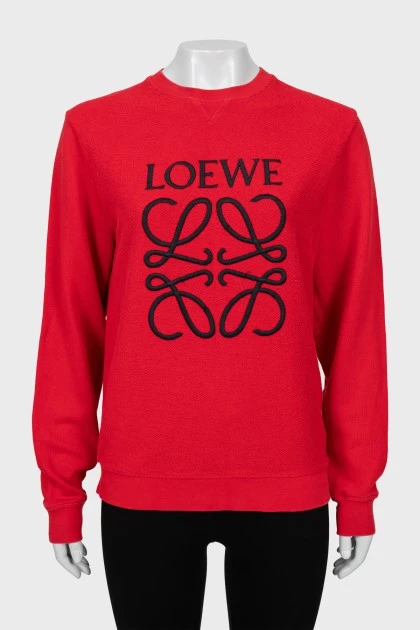 Red sweatshirt with embroidered logo