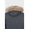 Men's gray down jacket with fur