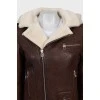 Sheepskin coat with removable hood
