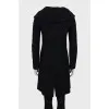 Black coat with knitted collar